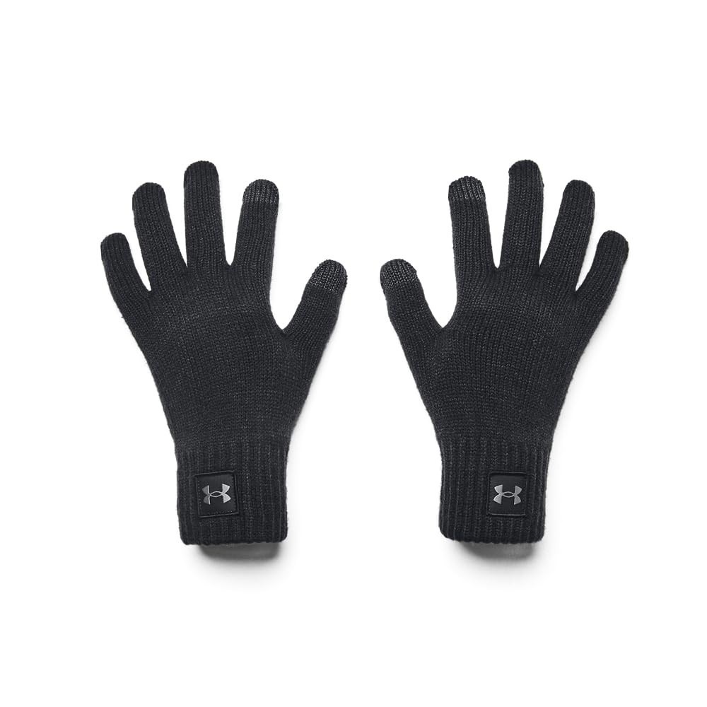 Under Armour Mens Halftime Knit Gloves Black Touch Smartphone Winter S/M NWT